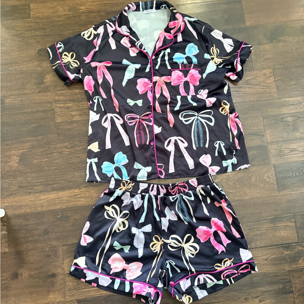 SHESHOW Bows Silky Satin Pajama Set Women XL